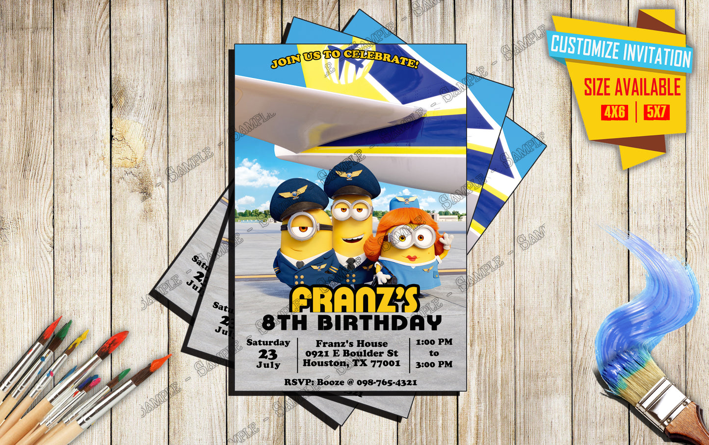 A Minions Rise of Gru - Birthday Invitation D3