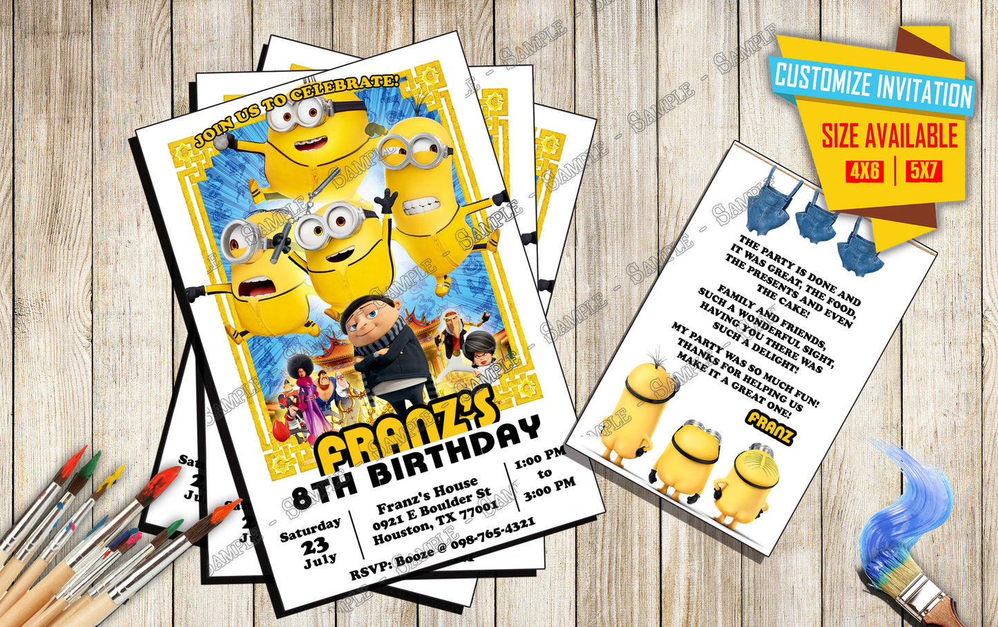 A Minions Rise of Gru - Birthday Invitation D4