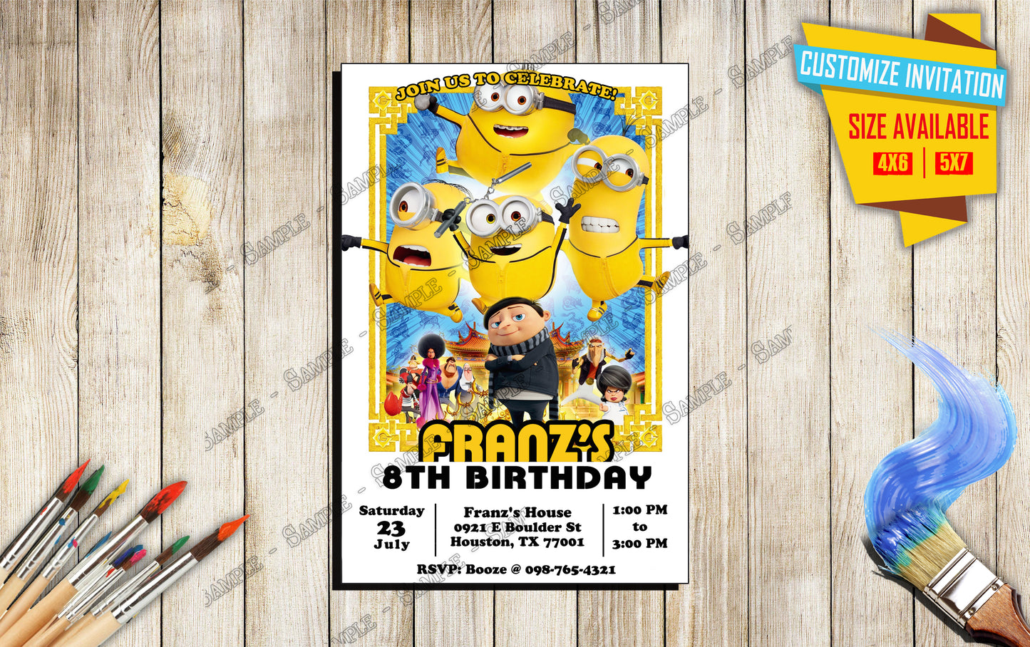 A Minions Rise of Gru - Birthday Invitation D4