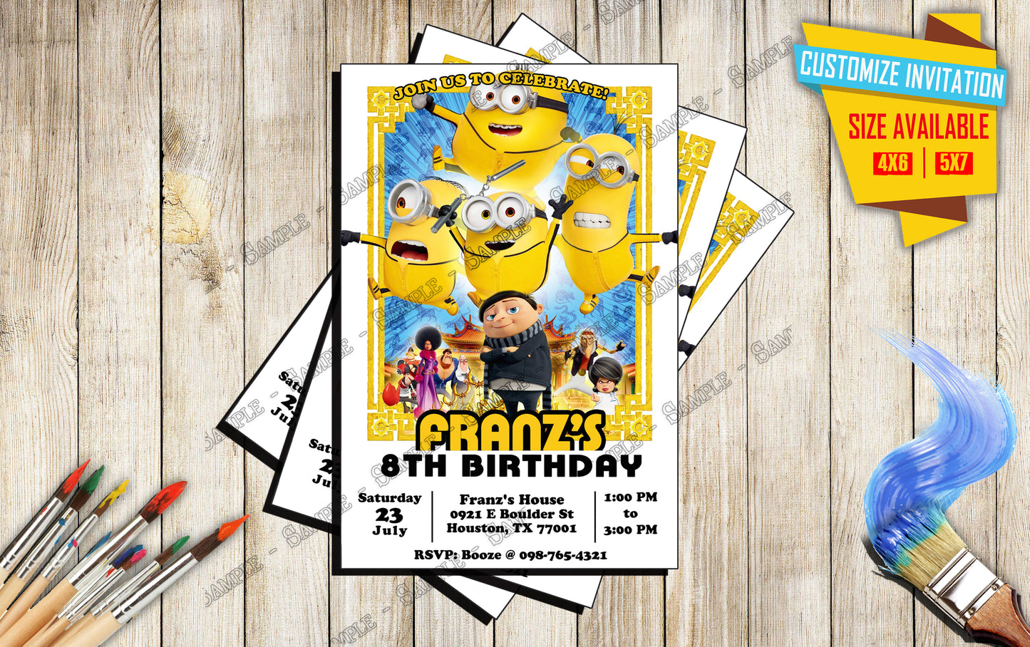 A Minions Rise of Gru - Birthday Invitation D4