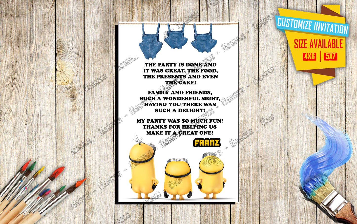 A Minions Rise of Gru - Birthday Invitation D1