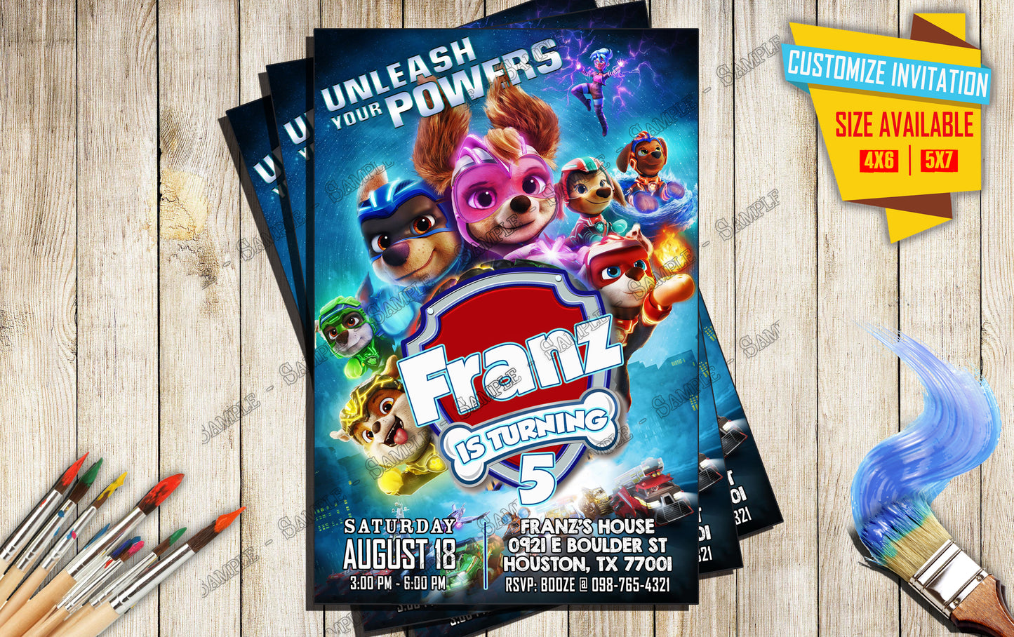 Paw Patrol 2023 The Movie - Unleash your power - Birthday Invitation D2