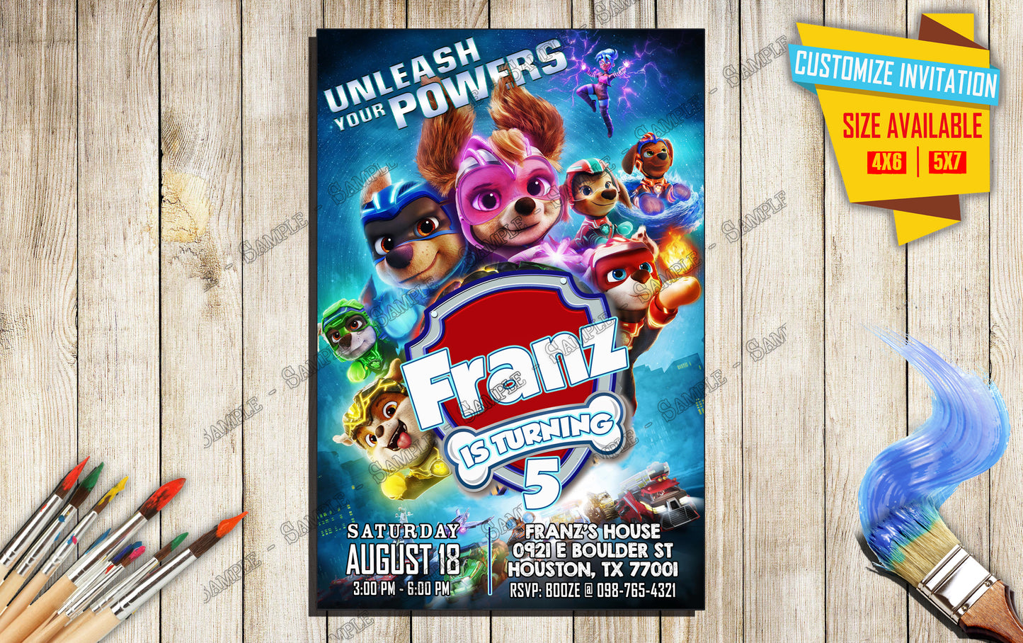 Paw Patrol 2023 The Movie - Unleash your power - Birthday Invitation D2