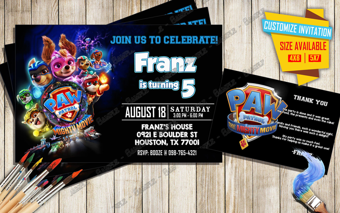 Paw Patrol 2023 The Movie - Unleash your power - Birthday Invitation D4