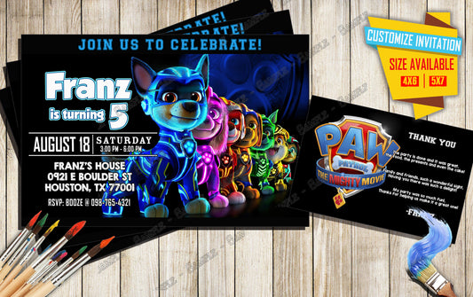 Paw Patrol 2023 The Movie - Unleash your power - Birthday Invitation D5