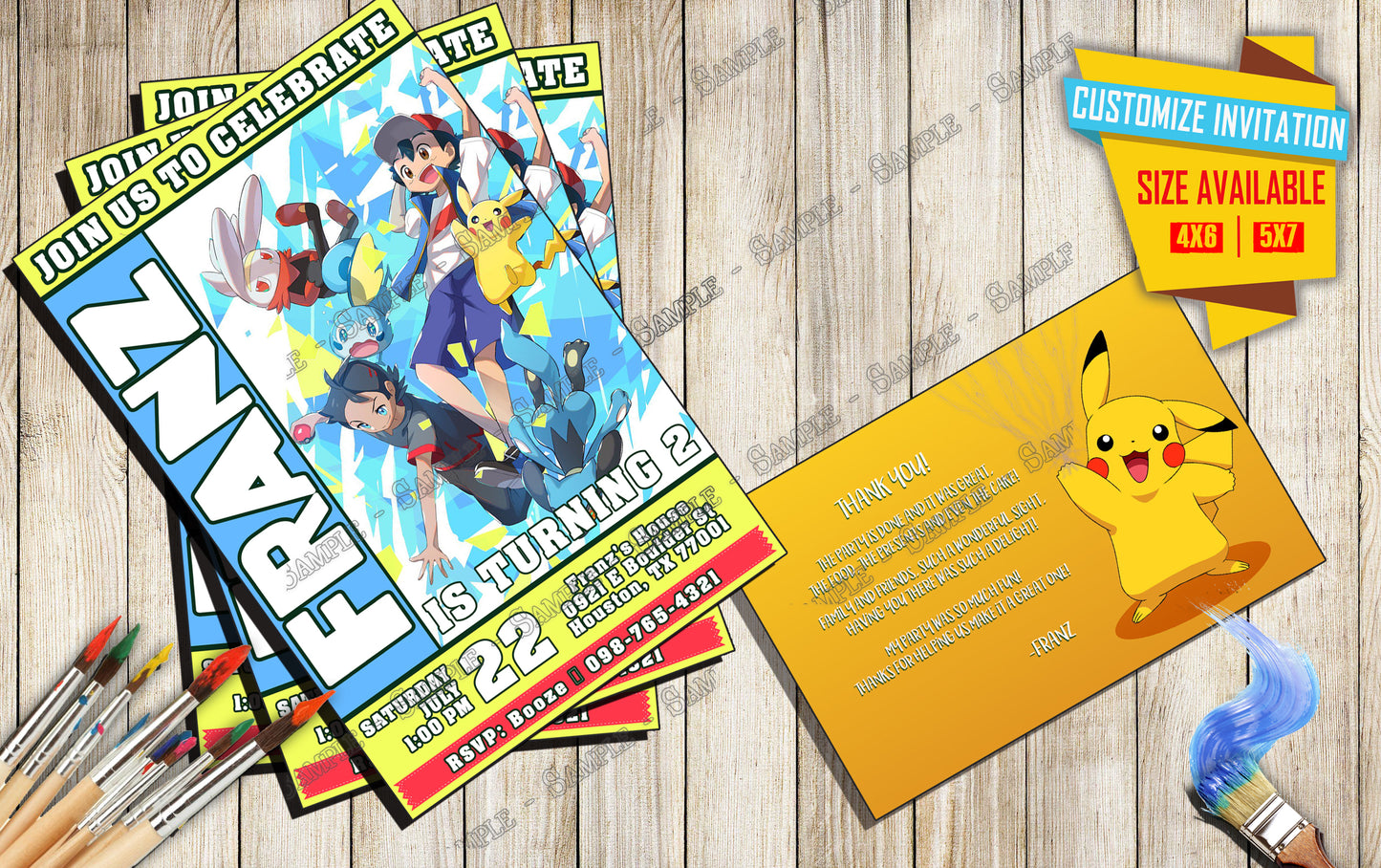 Pokemon Master Journeys The Series - Birthday Invitation D2