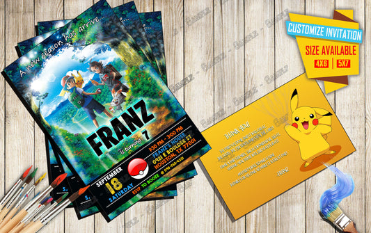 Pokemon Master Journeys The Series - Birthday Invitation D3