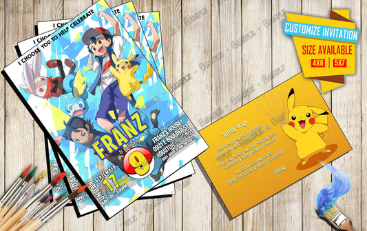 Pokemon Master Journeys The Series - Birthday Invitation D4