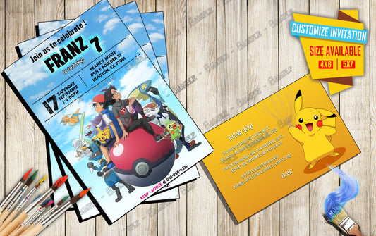 Pokemon Master Journeys The Series - Birthday Invitation D7