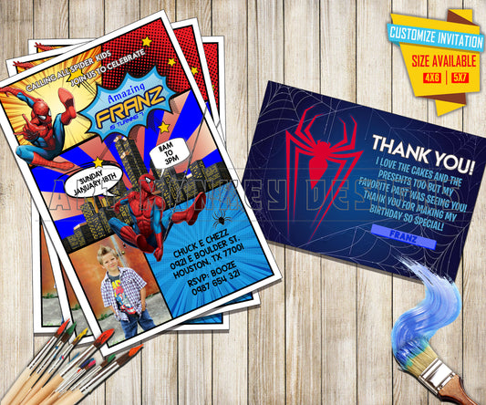 Spider Man - Birthday Invitation - Photo V3