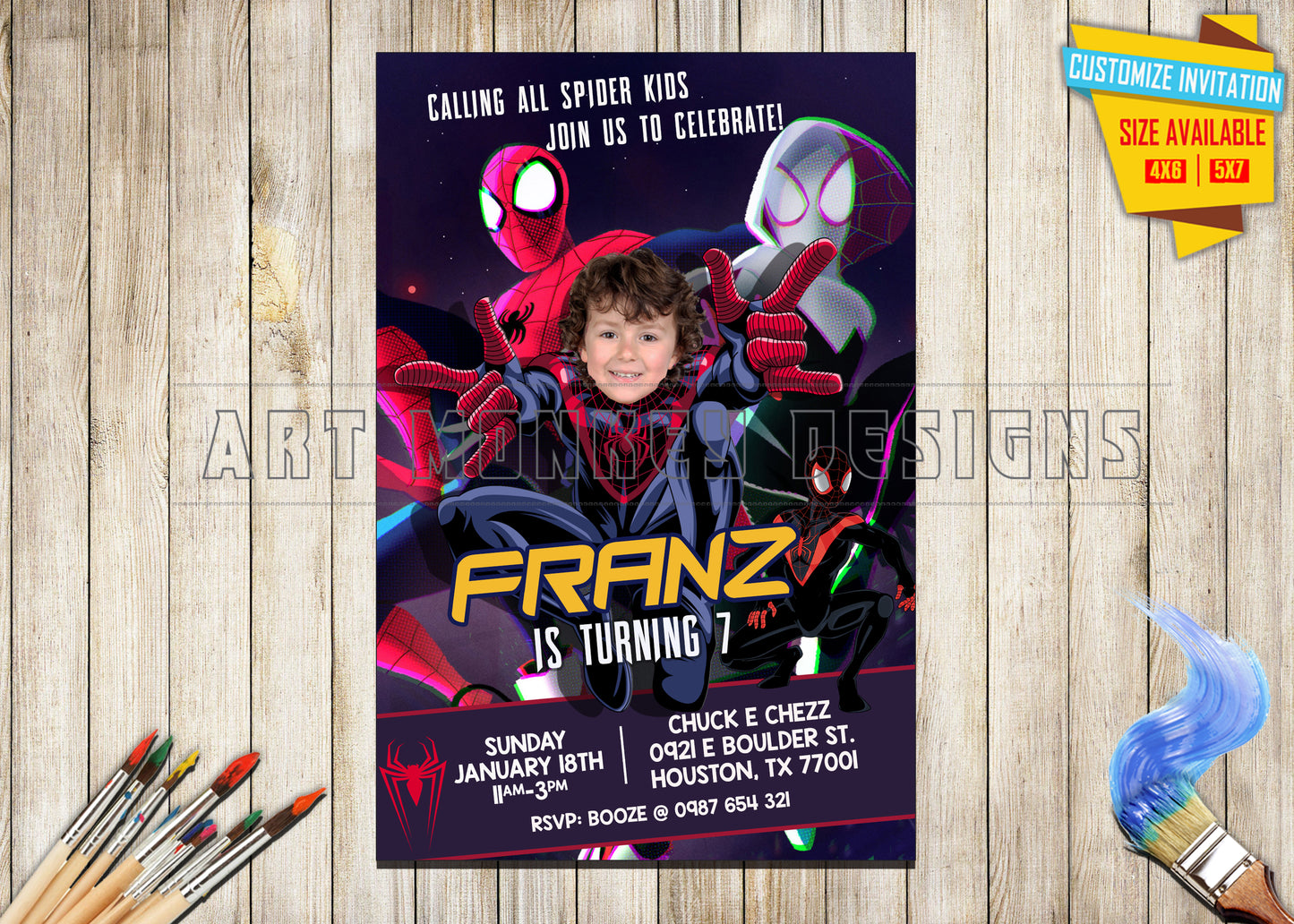 Spider Man - Birthday Invitation - Photo V4