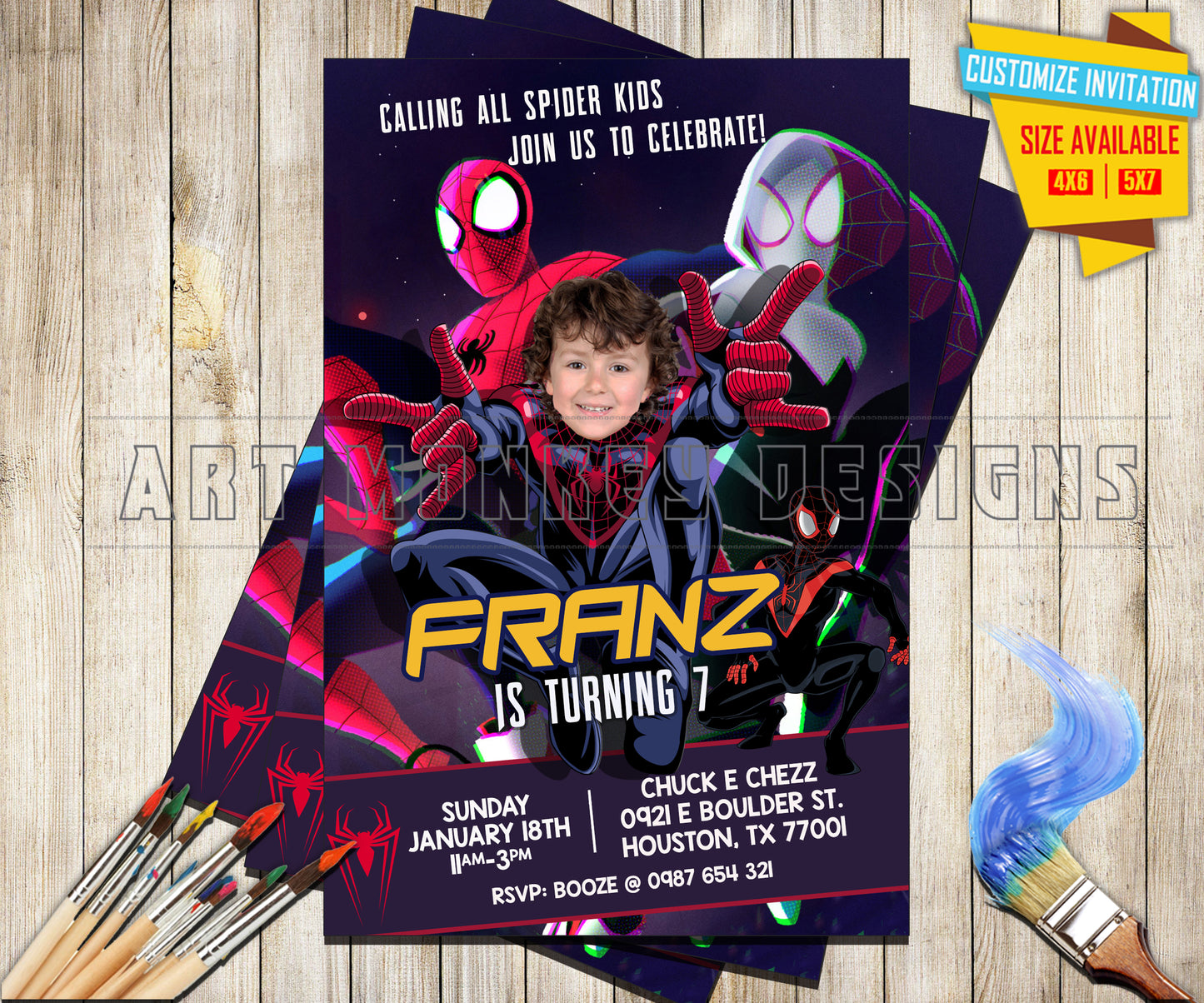 Spider Man - Birthday Invitation - Photo V4