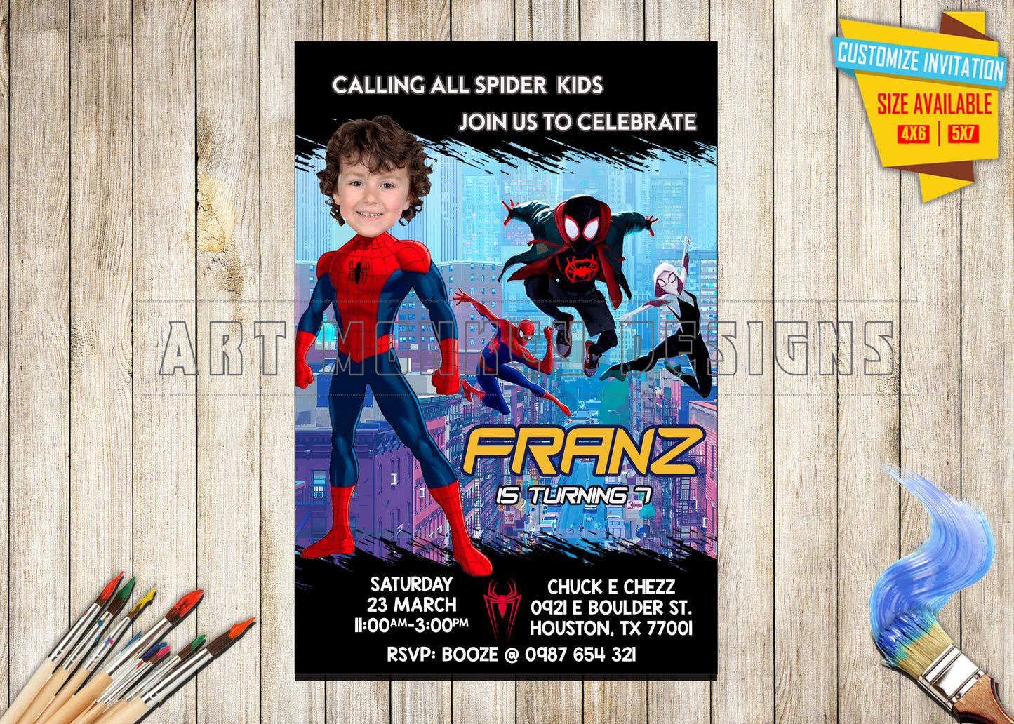 Spider Man - Birthday Invitation - Photo V5