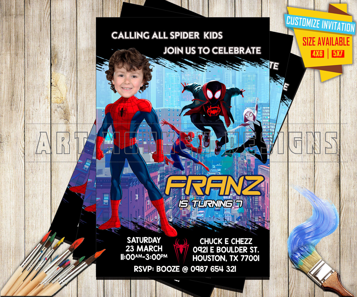 Spider Man - Birthday Invitation - Photo V5