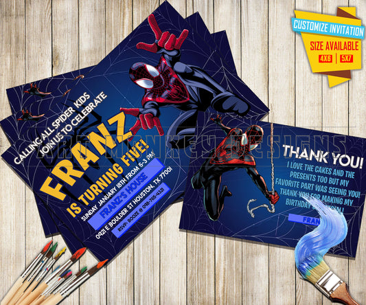 Spider Man - Tall Birthday - Invitation V4