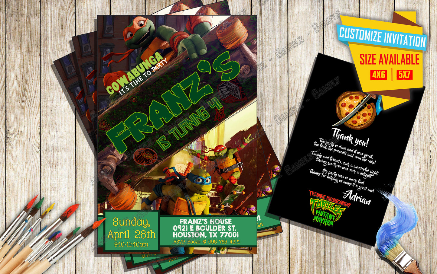 Teenage Mutant Ninja Turtles - Mutant Mayhem - Birthday Invitation D1