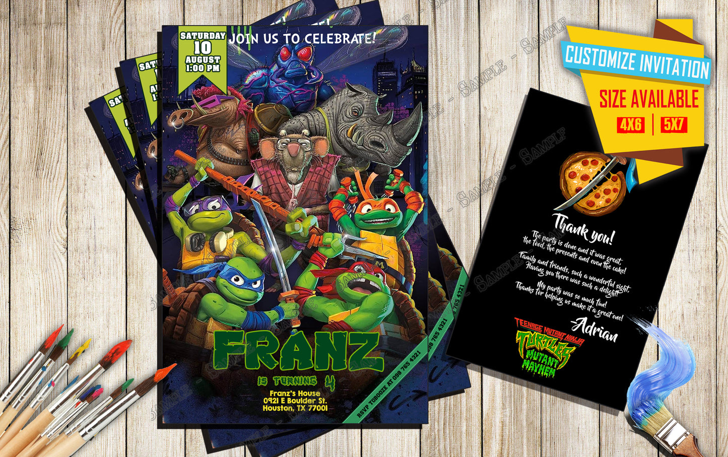 Teenage Mutant Ninja Turtles - Mutant Mayhem - Birthday Invitation D3