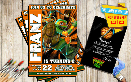 Teenage Mutant Ninja Turtles - Michelangelo - Birthday Invitation