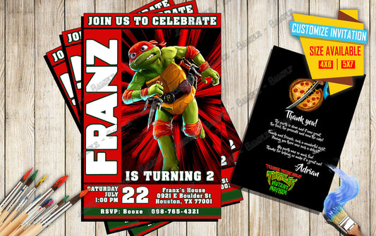 Teenage Mutant Ninja Turtles - Raphael - Birthday Invitation