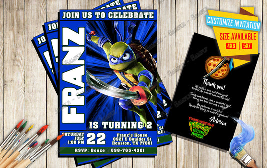 Teenage Mutant Ninja Turtles - Leonardo  - Birthday Invitation