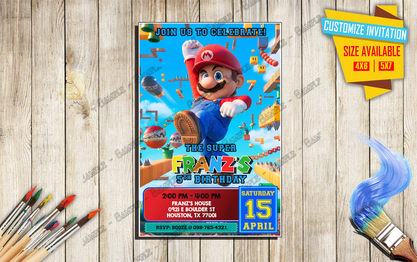 Mario & Luigi - Mario Bros the movie - Birthday Invitation D2