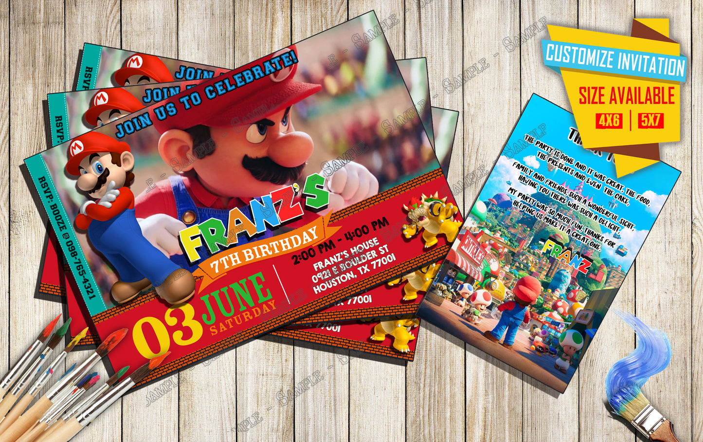 Mario & Luigi - Mario Bros the movie - Birthday Invitation D3