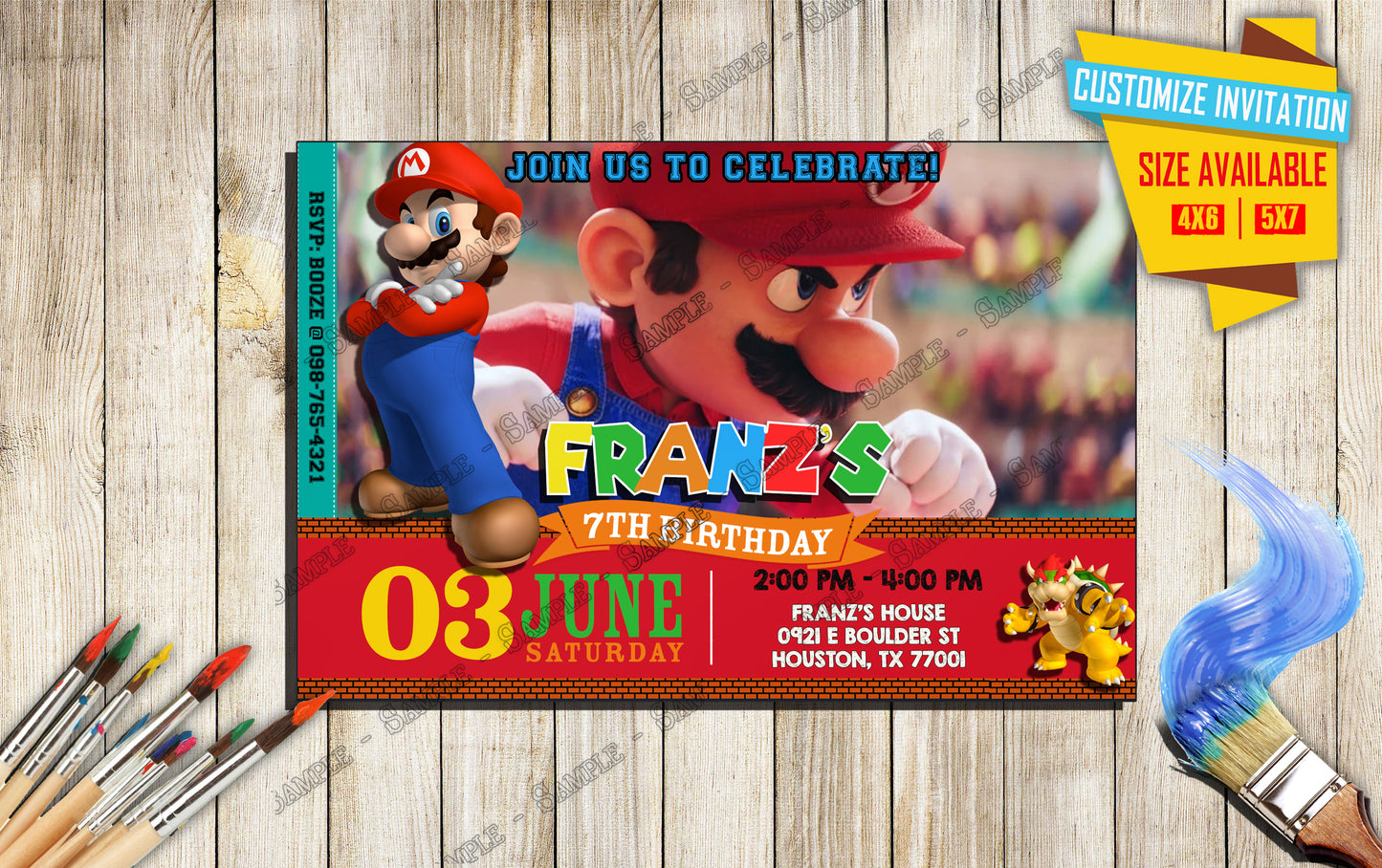 Mario & Luigi - Mario Bros the movie - Birthday Invitation D3