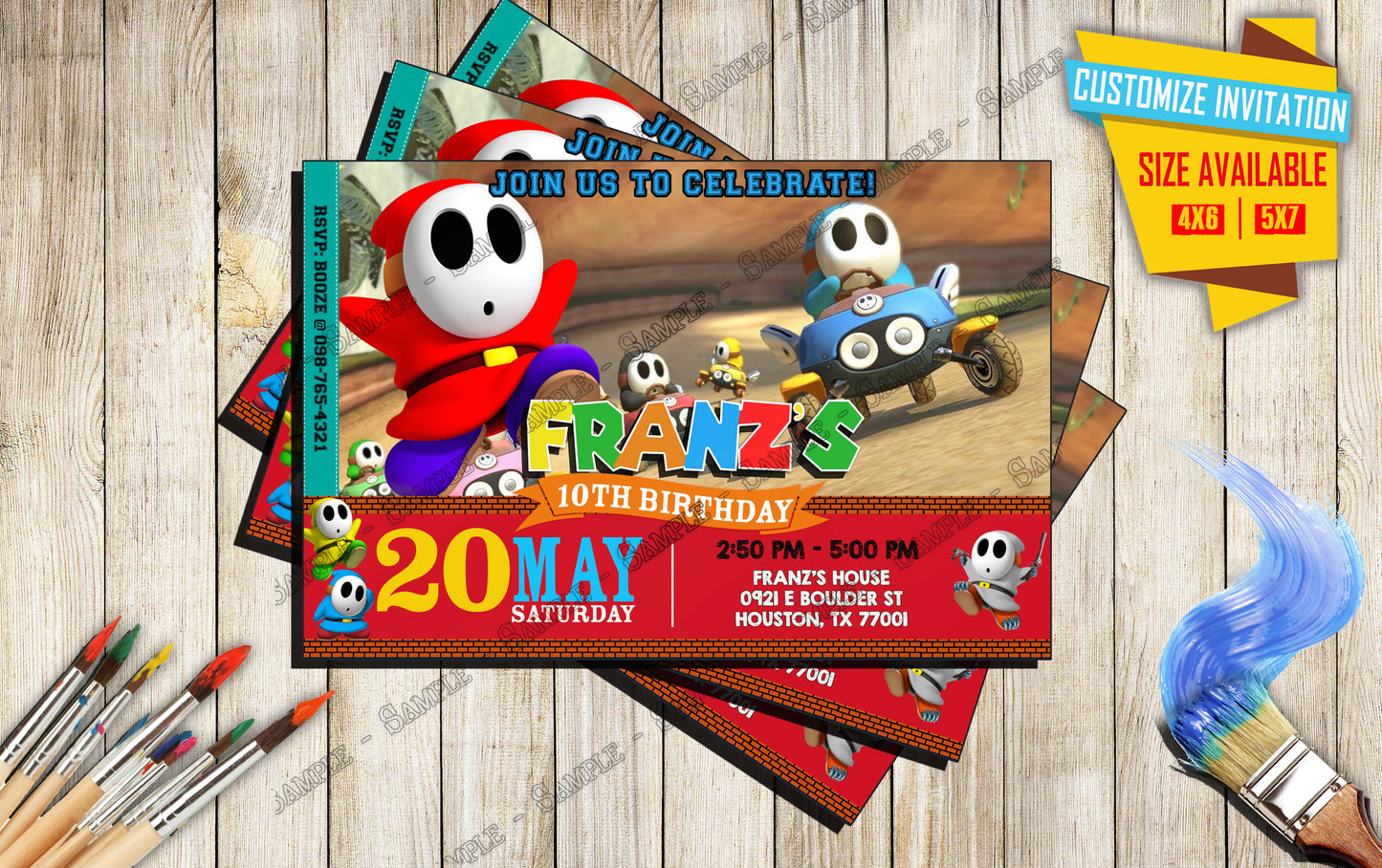 Mario & Luigi - Mario Bros the movie - Birthday Invitation D4